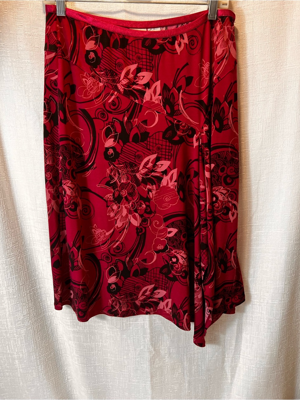 Merona Red Floral A-Line Skirt SIZE MEDIUM